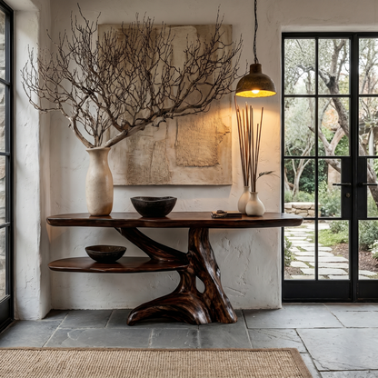Contemporary Console Table With Sculptural Solid Wood Root Design For Entryway - view 7 of 8