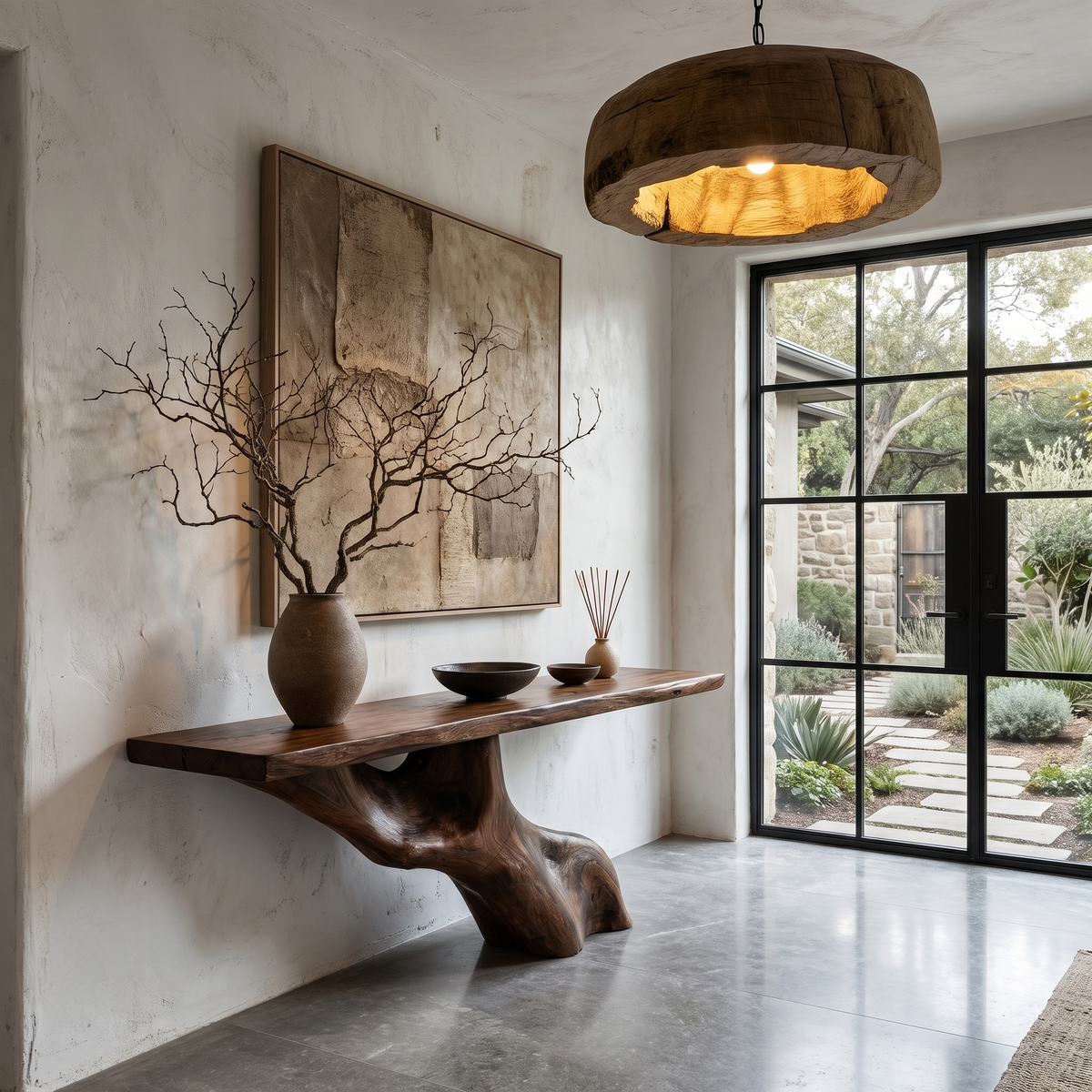 Tree Inspired Console Table With Live Edge Top And Root Base For Hallway - view 7 of 8