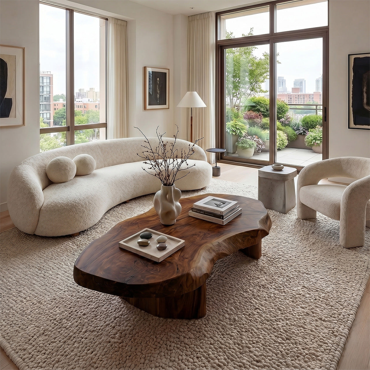 Organic Freeform Live Edge Coffee Table With Sculptural Base - view 3 of 8