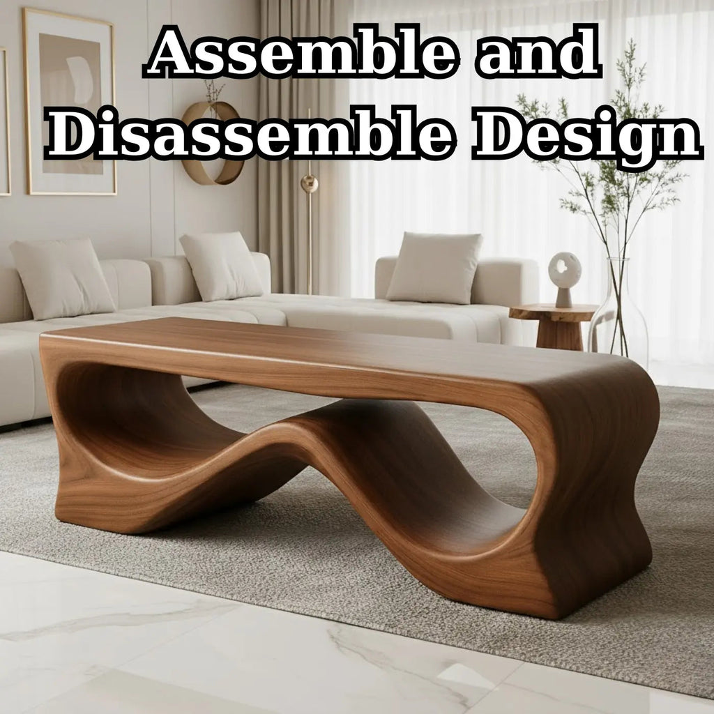 Handcrafted Solid Wood Coffee Table – Sculptural Walnut Wave Design - view 5 of 5