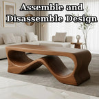 Handcrafted Solid Wood Coffee Table – Sculptural Walnut Wave Design - view 5 of 5