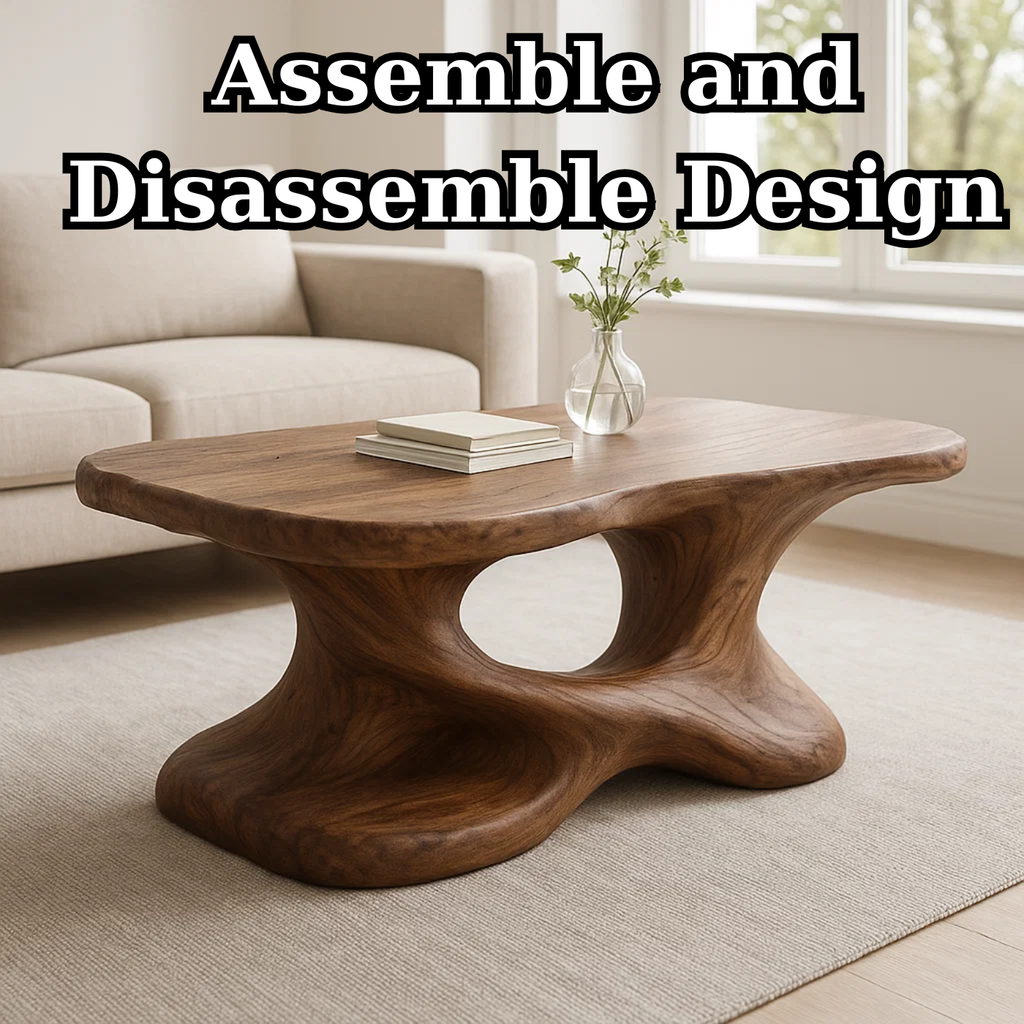 Handcrafted Solid Wood Coffee Table – Sculptural Organic Design for Living Room - view 5 of 6