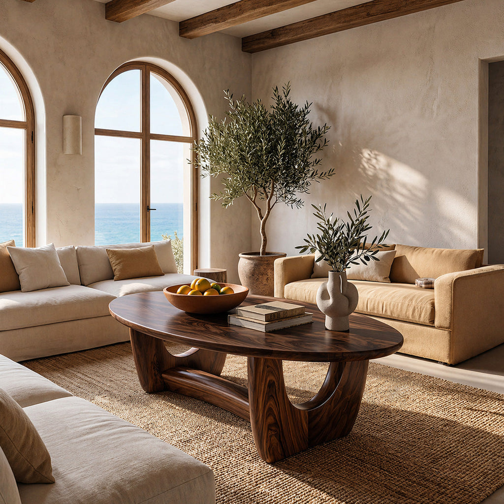 Sculptural Oval Coffee Table With Architectural Open Base - view 3 of 8