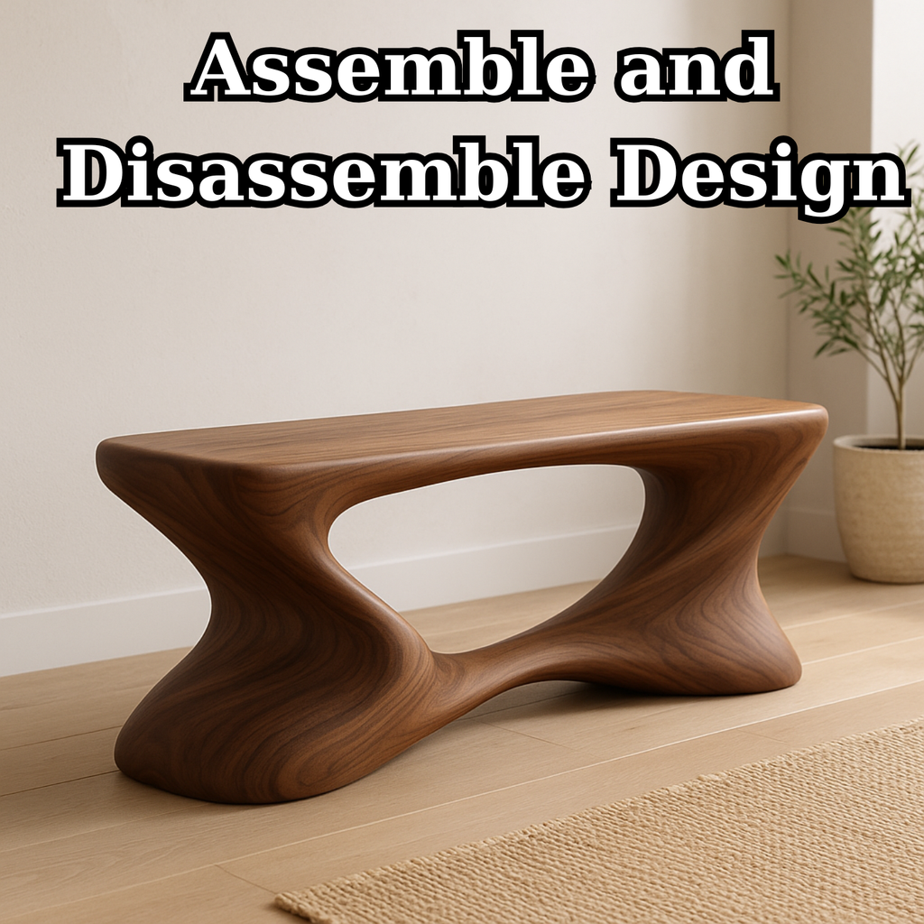 Handcrafted Solid Wood Bench – Sculptural Modern Walnut Wave Accent Table - view 6 of 6
