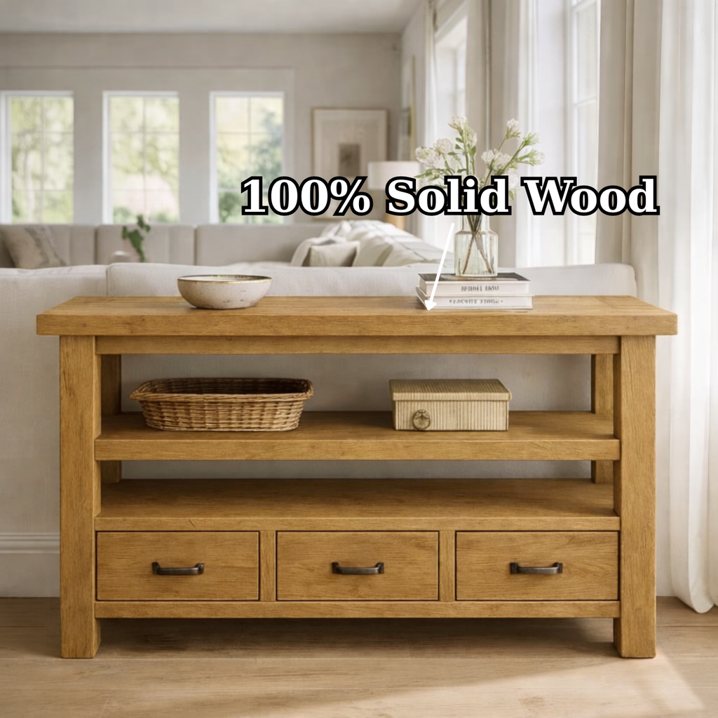 Solid Wood Console Table with Drawers and Open Shelf - view 9 of 9