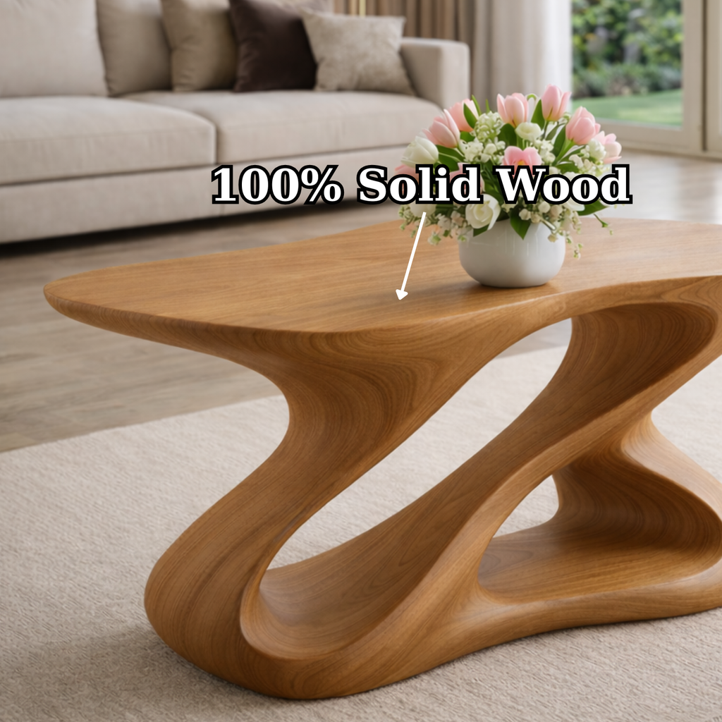 Sculptural Solid Wood Coffee Table for Modern Living Rooms - view 9 of 9