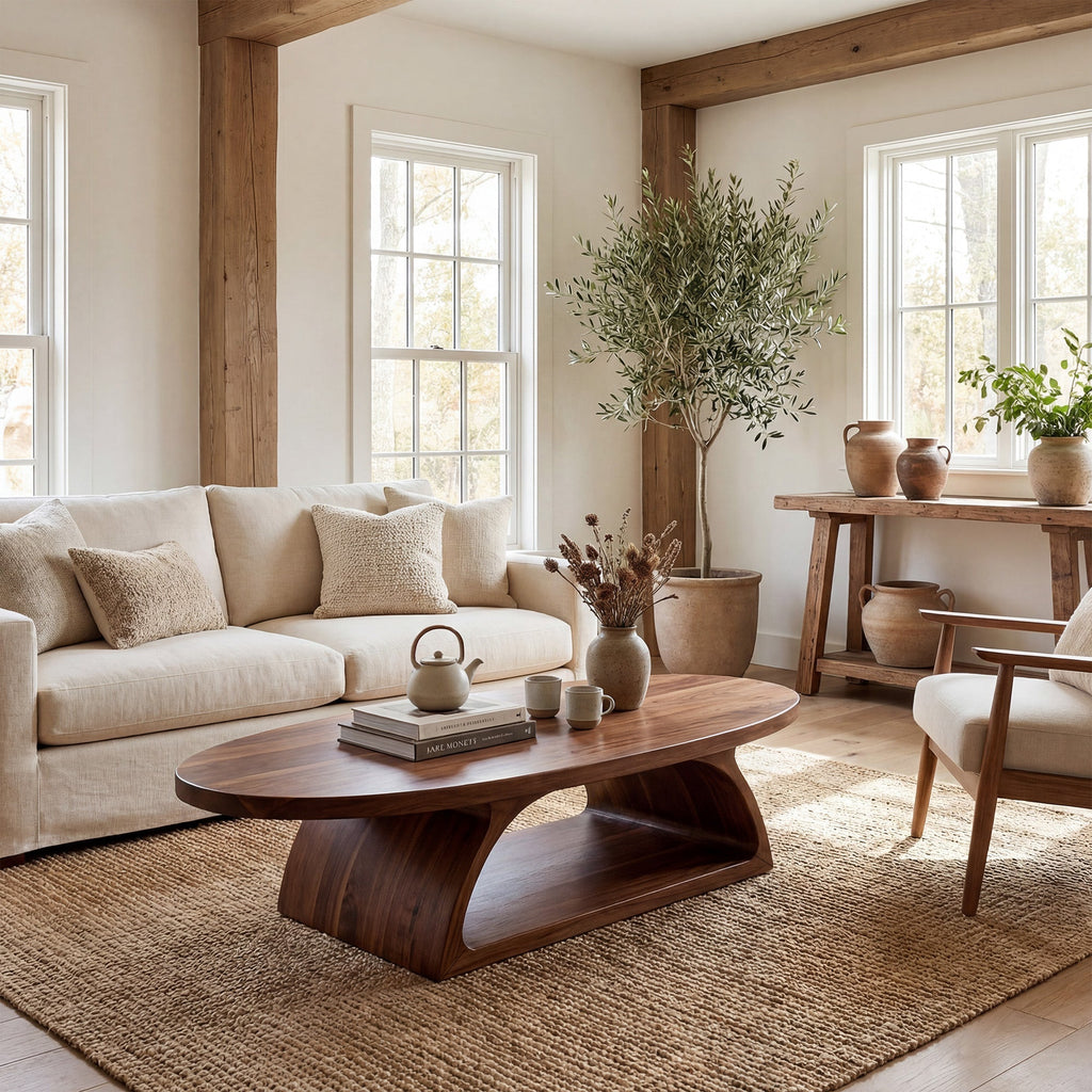 Organic Oval Coffee Table With Architectural Open Base - view 3 of 8