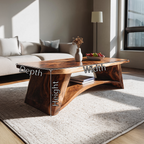 Solid Wood Coffee Table with Arched Base and Organic Edge Top - view 7 of 7