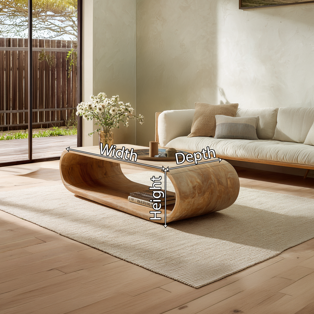 Curved Waterfall Coffee Table with Open Storage Shelf - view 7 of 7