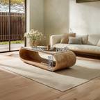 Curved Waterfall Coffee Table with Open Storage Shelf - view 7 of 7