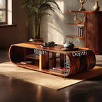 Curved Waterfall Coffee Table with Integrated Open Shelving - view 7 of 7