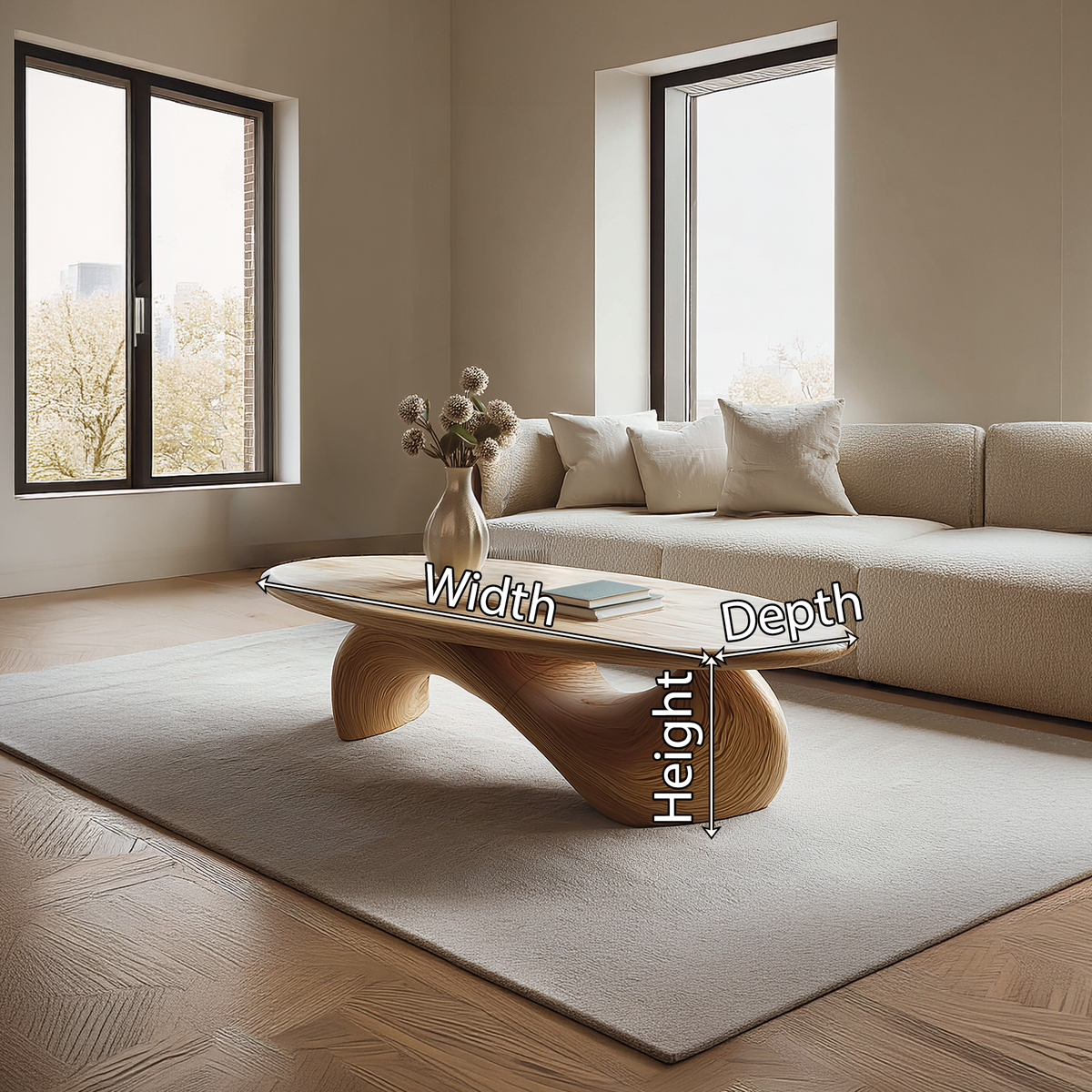 Sculptural Oval Coffee Table with Organic Curve Base for Classic Interiors - view 7 of 7