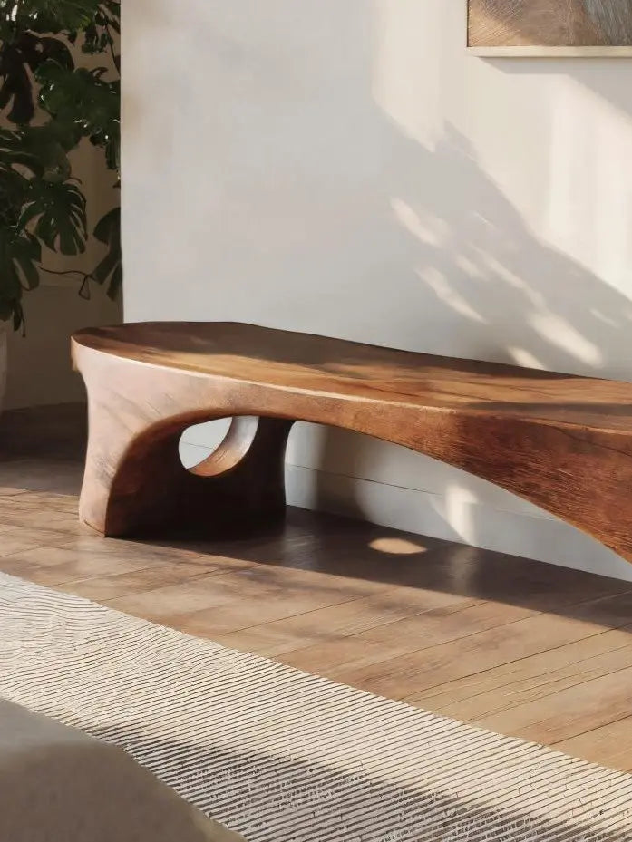 Modern Sculptural Bench With Organic Design For Entryway - view 3 of 7