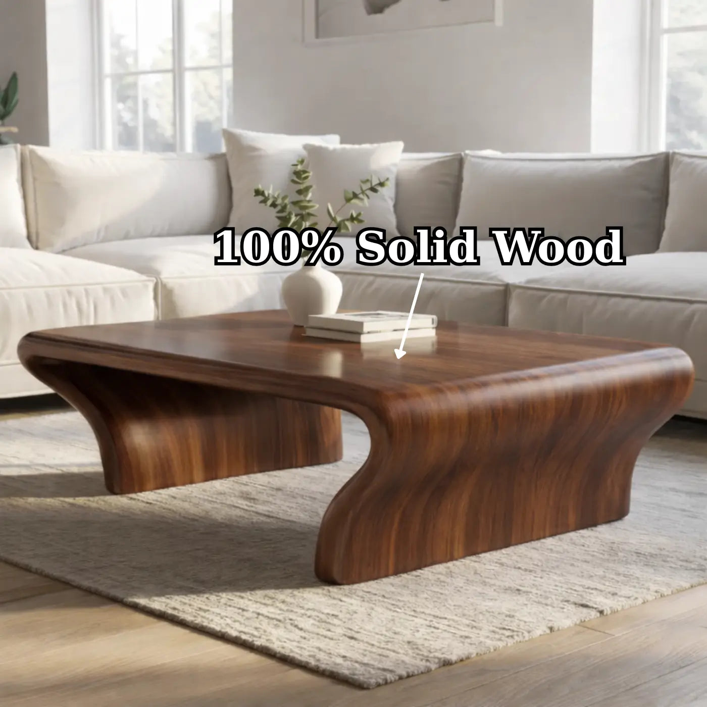 Sculptural Walnut Coffee Table with Curved Design, Modern and Minimalist Living Room Décor - view 9 of 9