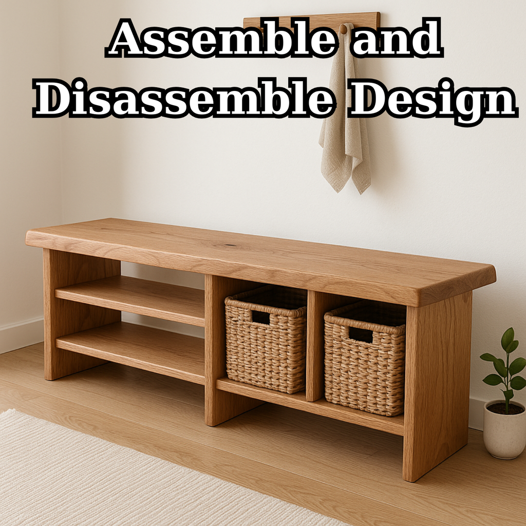Handcrafted Solid Wood Bench – Minimalist Seating with Open Cubby Organiser - view 6 of 6
