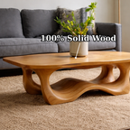 Solid Wood Coffee Table with Sculptural Base and Organic Curved Design - view 9 of 9