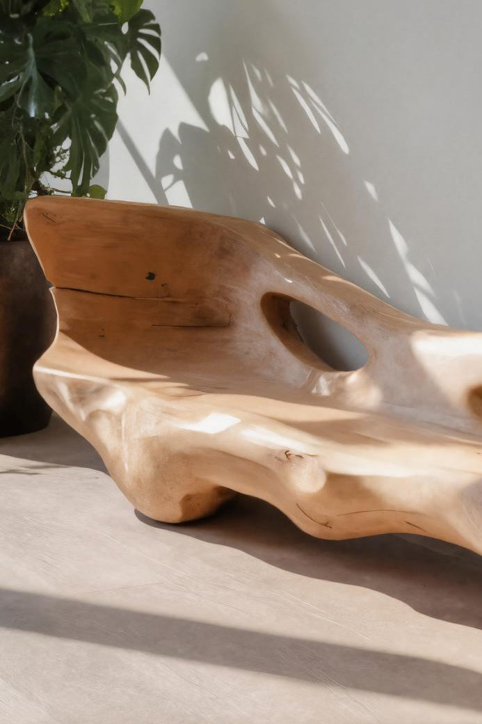 Modern Sculpted Bench For Living Room Or Entryway - view 3 of 7