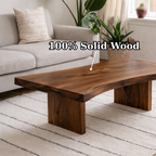 Solid Wood Coffee Table with Live Edge Top and Minimal Block Legs - view 9 of 9