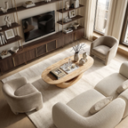 Sculptural Oval Coffee Table with Curved Base in Natural Wood - view 3 of 7