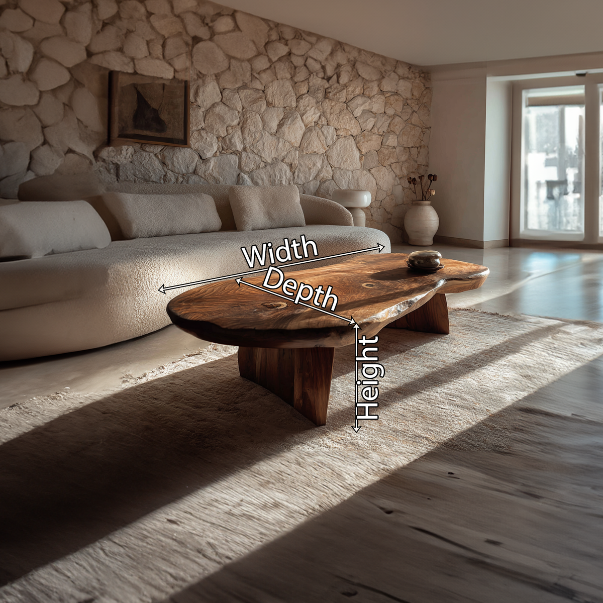Live Edge Coffee Table with Organic Slab Top and Sculptural Base - view 7 of 7