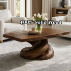 Solid Wood Coffee Table with Live Edge Top and Organic Sculptural Base - view 9 of 9