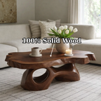 Solid Wood Live Edge Coffee Table with Sculpted Organic Base - view 9 of 9