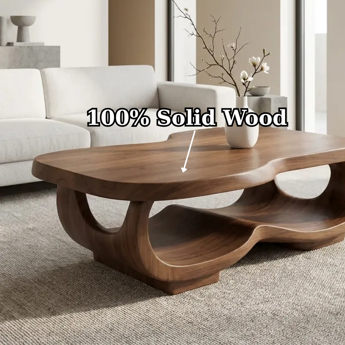 Handcrafted Live Edge Coffee Table – Sculpted Organic Wood Base - view 9 of 9