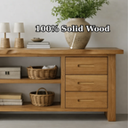 Solid Wood Console Table for Living Room with Open Shelves and Drawers - view 9 of 9