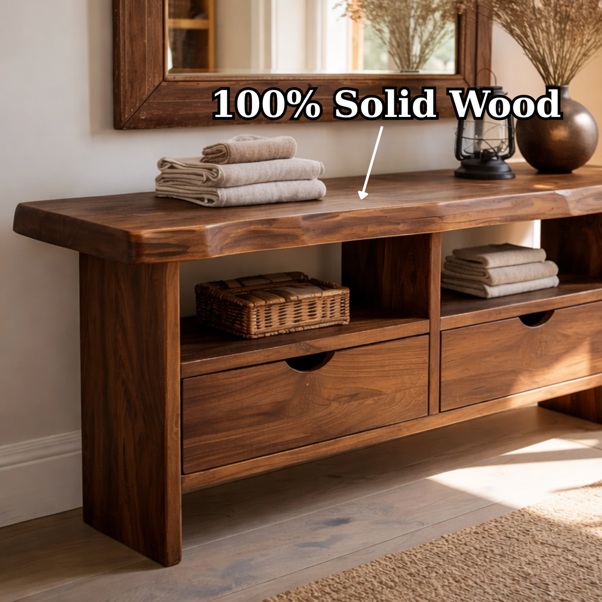Solid Wood Console Table with Live Edge Top and Drawers for Storage - view 9 of 9