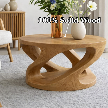 Solid Wood Coffee Table with Sculptural Curved Base - view 9 of 9