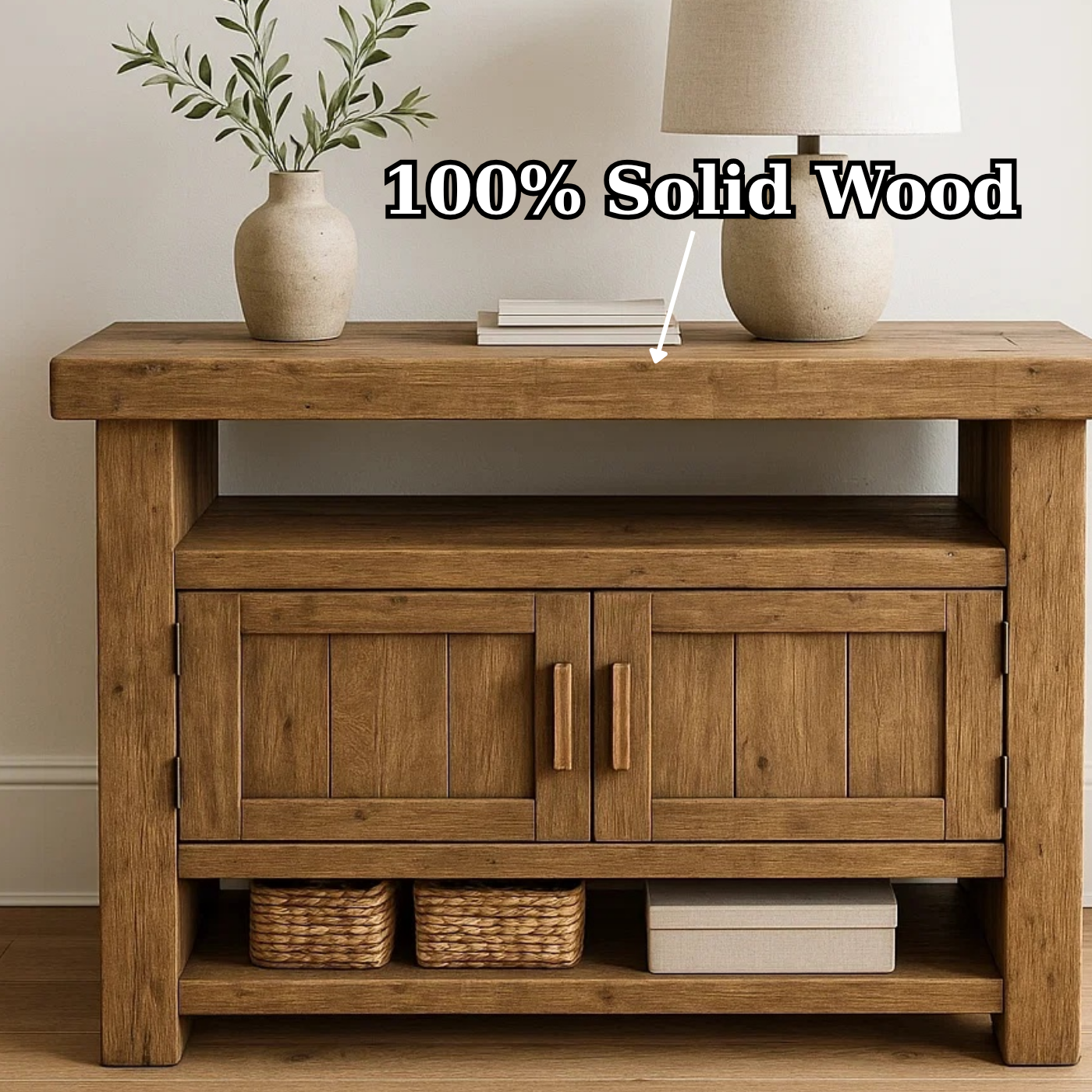 Solid Wood Console Table with Storage and Open Shelf - view 9 of 9