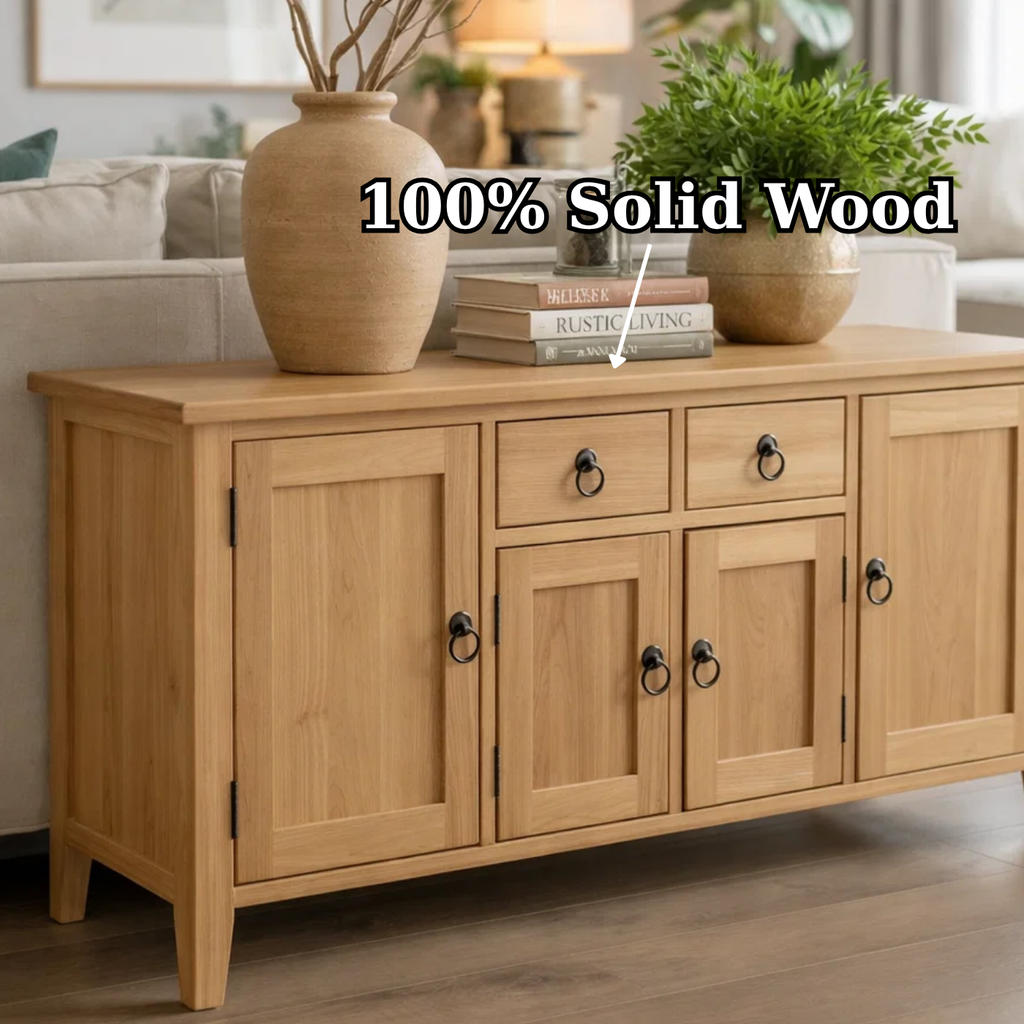 Solid Wood Console Table with Storage Cabinets and Drawers - view 9 of 9