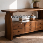 Solid Wood Console Table with 6 Drawers & Display Shelf – Live Edge Entryway Storage Console - view 9 of 9