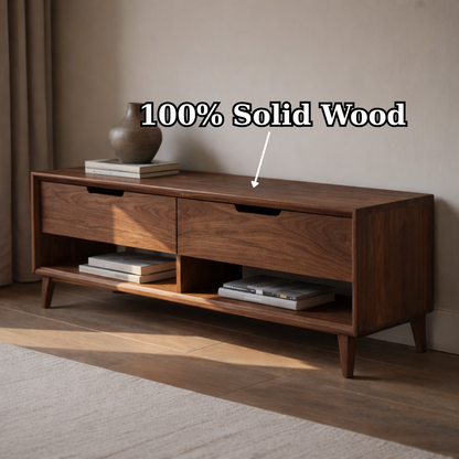 Solid Wood Entryway Bench with 2 Drawers & Open Shelf – Modern Storage Bench - view 9 of 9