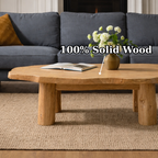 Solid Wood Round Coffee Table with Chunky Legs – Rustic Natural Wood Living Room Table - view 9 of 9