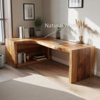Modern Live Edge L Shaped Desk For Home Office - view 4 of 8