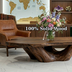 Solid Wood Live Edge Coffee Table with Sculptural Base – Rustic Organic Living Room Table - view 8 of 8