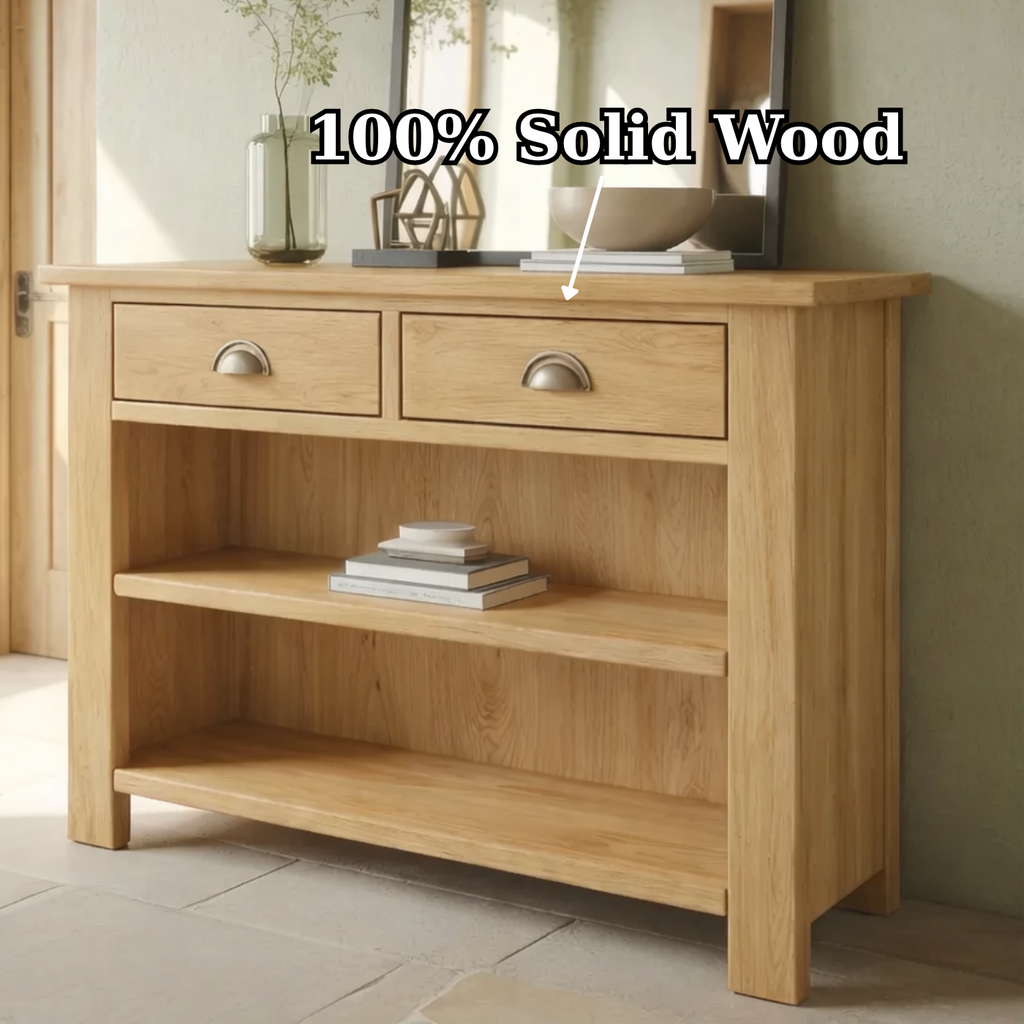 Solid Wood Console Table with Drawers and Shelves – Entryway Storage Console - view 9 of 9