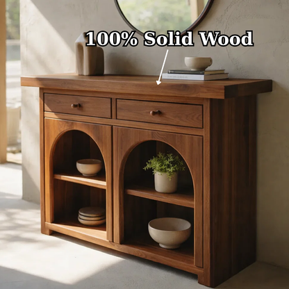 Solid Wood Console Cabinet with Arched Shelves – Modern Entryway Storage Console - view 8 of 8