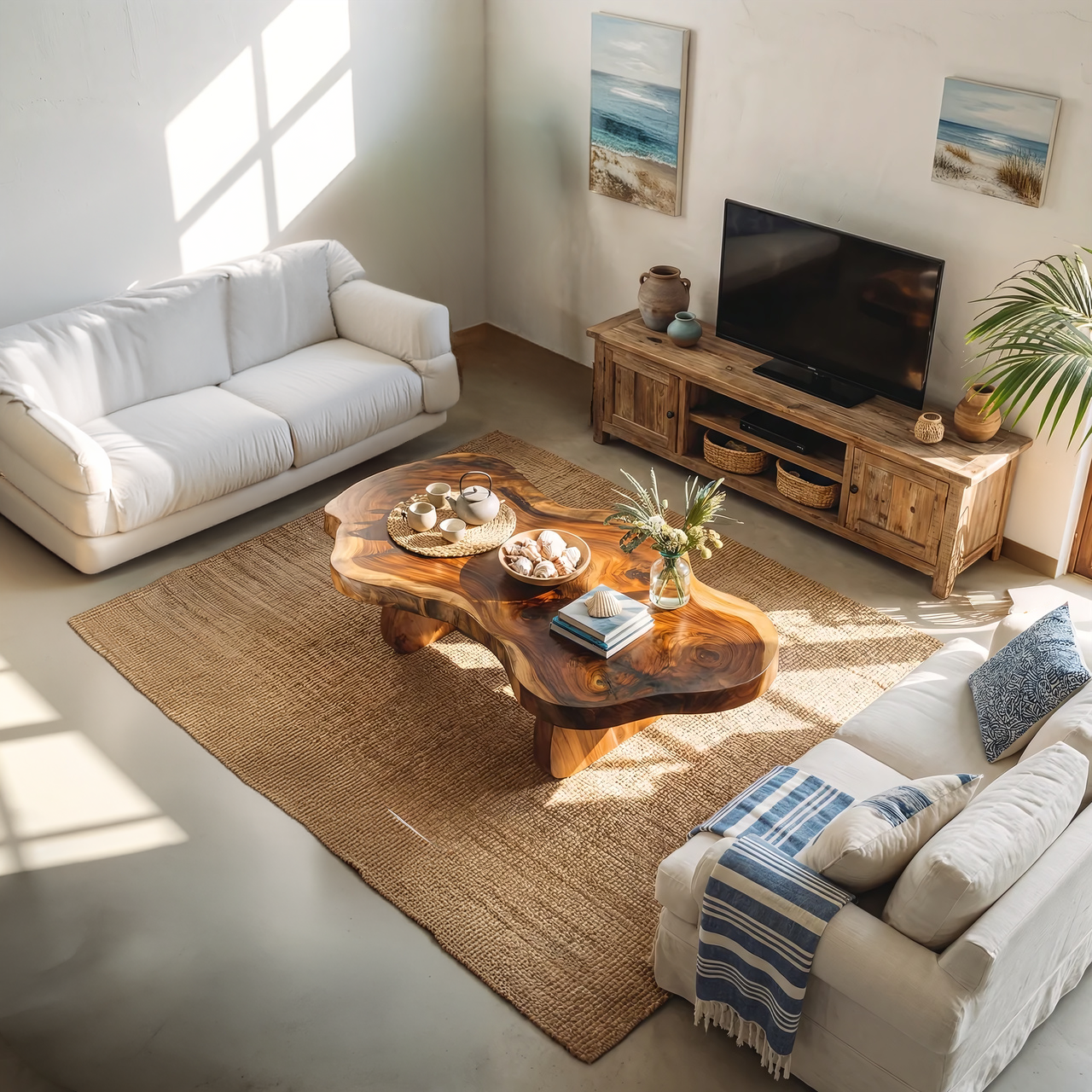 Organic Live Edge Coffee Table with Sculptural Loop Base - view 5 of 7