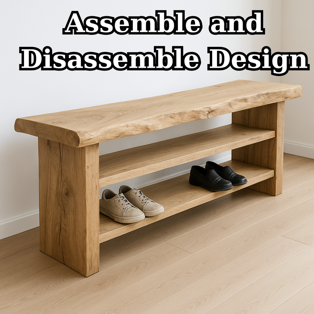 Handcrafted Solid Wood Entryway Bench with Shoe Storage – Natural Live-Edge Design - view 6 of 6