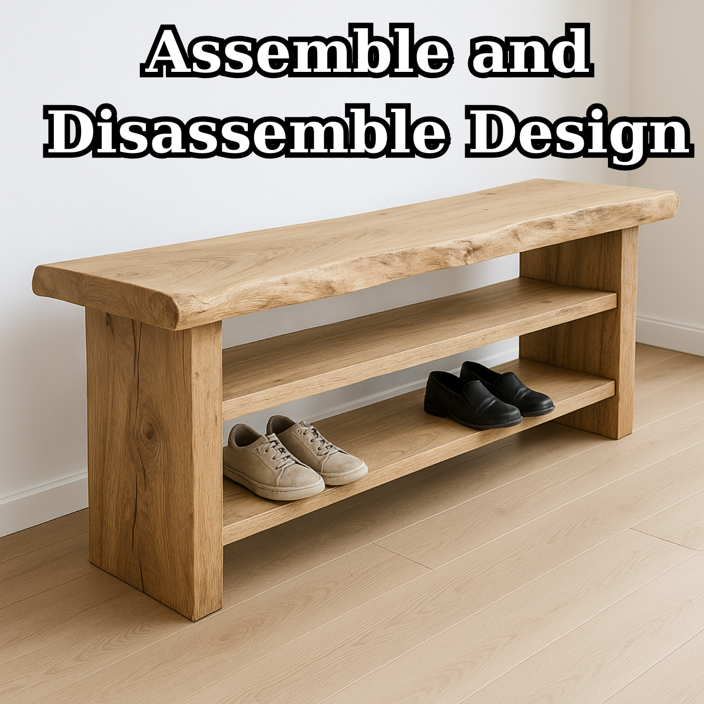 Handcrafted Solid Wood Entryway Bench with Shoe Storage – Natural Live-Edge Design - view 6 of 6