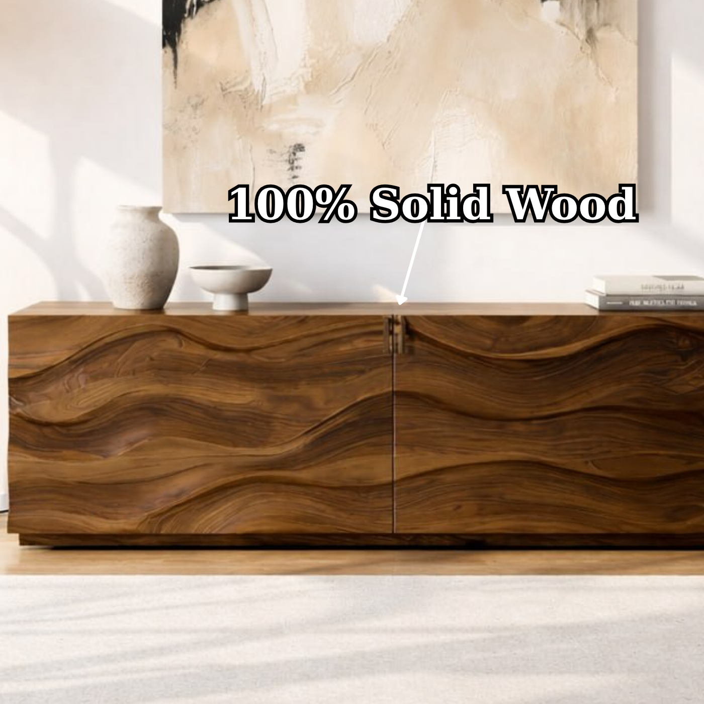Modern Console Table with Wave Front, Minimalist Entryway Cabinet for Living Room Storage - view 9 of 9