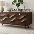 Solid Wood Console Table with Sculptural Wave Front for Modern Entryway - view 9 of 9