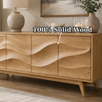 Solid Wood Console Table with Sculptural Wave Front for Modern Living Space - view 9 of 9