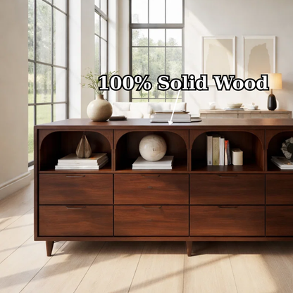 Solid Wood Console Table with Arched Open Shelves and Drawer Storage - view 8 of 8