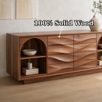 Solid Wood Console Table with Wave Drawer Front and Arched Shelf Storage for Modern Home - view 9 of 9