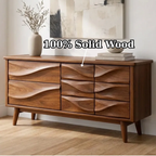 Solid Wood Console Table with Multi Drawer Wave Front Design for Modern Home - view 9 of 9