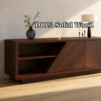 Modern Solid Wood Console Table with Geometric Design and Open Shelf Storage - view 9 of 9