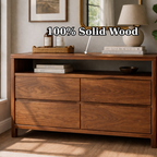 Solid Wood Console Table with Open Shelf and Drawer Storage for Modern Living Room - view 9 of 9